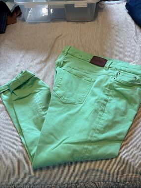 Ralph Lauren Mint Green Jeans with Leather Logo Patch